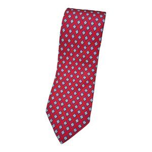 PETRONIUS Men's 100% Silk Tie LUXURY Tie Red Geometric Floral W:3.6" EUC